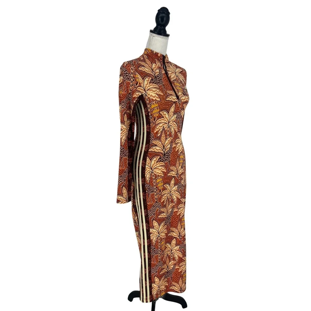Farm Rio x Adidas Tropical Print Zip Up Midi Dress Small - Picture 11 of 16
